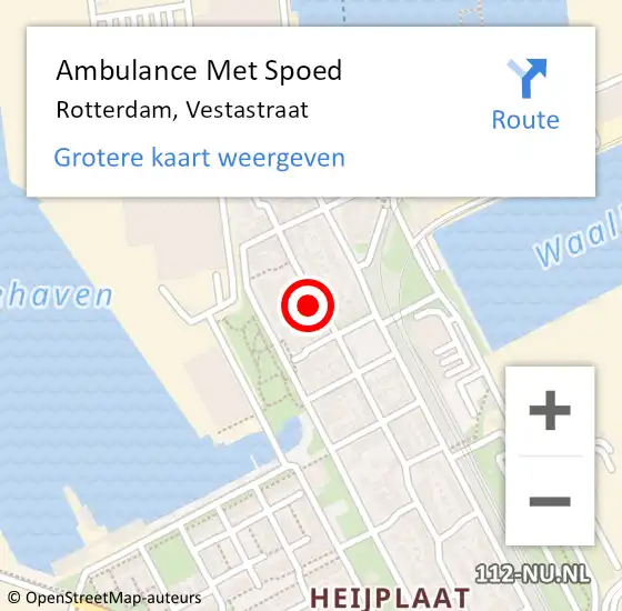 Locatie op kaart van de 112 melding: Ambulance Met Spoed Naar Rotterdam, Vestastraat op 28 april 2022 10:34