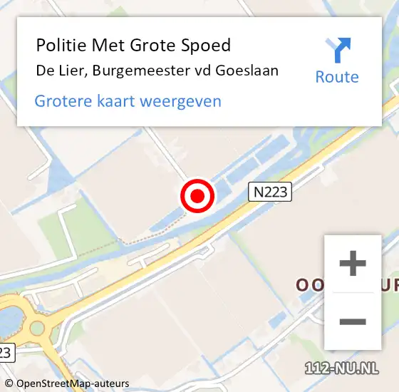 Locatie op kaart van de 112 melding: Politie Met Grote Spoed Naar De Lier, Burgemeester vd Goeslaan op 28 april 2022 10:45