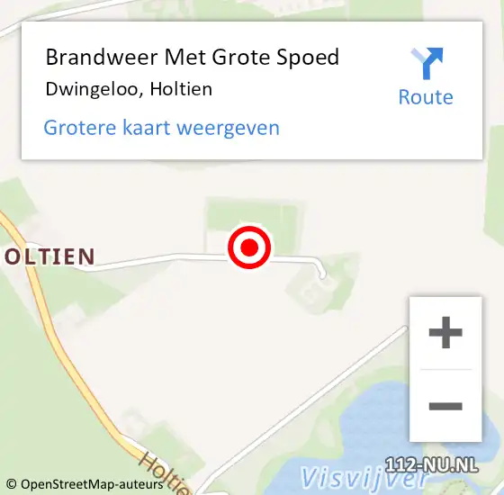 Locatie op kaart van de 112 melding: Brandweer Met Grote Spoed Naar Dwingeloo, Holtien op 28 april 2022 11:16