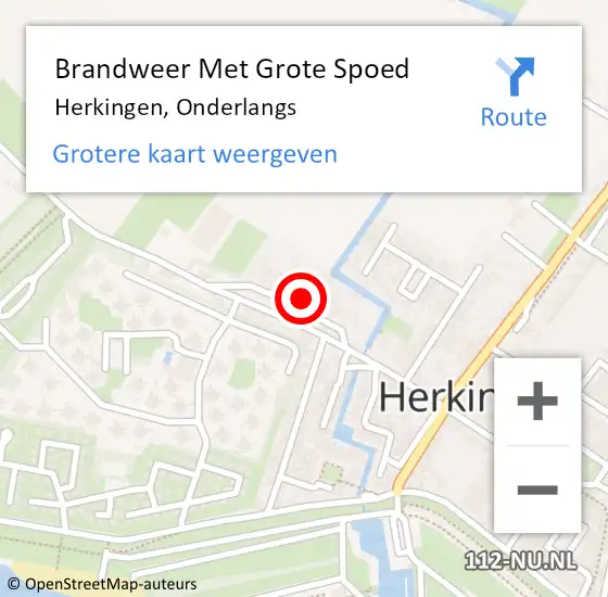 Locatie op kaart van de 112 melding: Brandweer Met Grote Spoed Naar Herkingen, Onderlangs op 28 april 2022 11:37