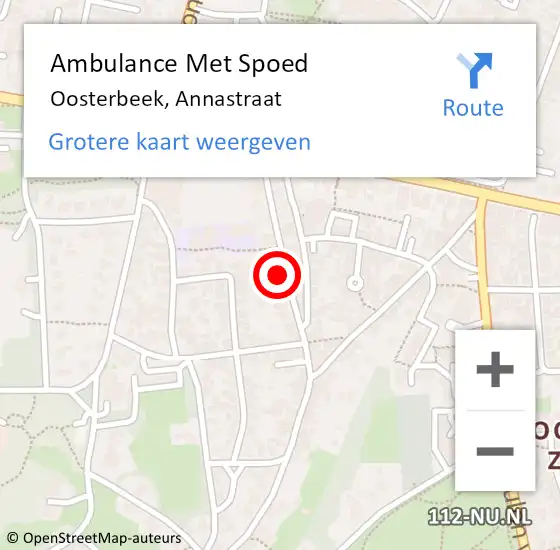 Locatie op kaart van de 112 melding: Ambulance Met Spoed Naar Oosterbeek, Annastraat op 28 april 2022 11:57