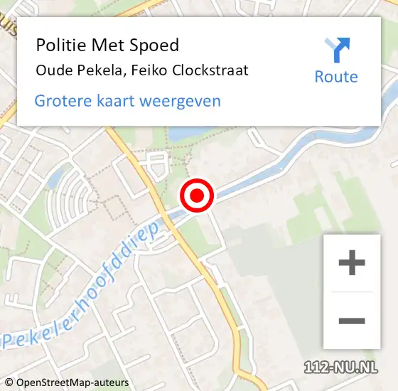 Locatie op kaart van de 112 melding: Politie Met Spoed Naar Oude Pekela, Feiko Clockstraat op 28 april 2022 12:00