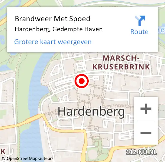 Locatie op kaart van de 112 melding: Brandweer Met Spoed Naar Hardenberg, Gedempte Haven op 28 april 2022 12:09