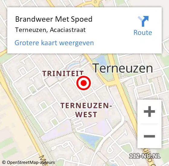 Locatie op kaart van de 112 melding: Brandweer Met Spoed Naar Terneuzen, Acaciastraat op 28 april 2022 12:14