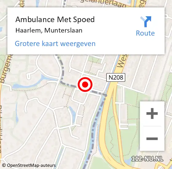 Locatie op kaart van de 112 melding: Ambulance Met Spoed Naar Haarlem, Munterslaan op 28 april 2022 12:20