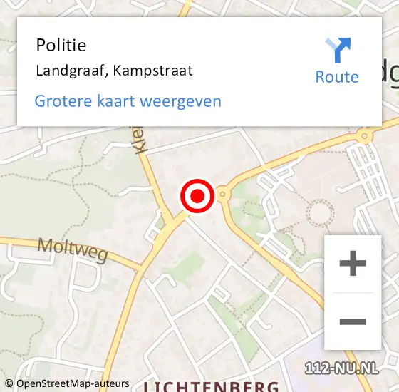 Locatie op kaart van de 112 melding: Politie Landgraaf, Kampstraat op 28 april 2022 12:21