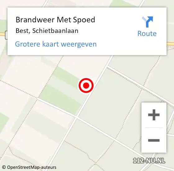 Locatie op kaart van de 112 melding: Brandweer Met Spoed Naar Best, Schietbaanlaan op 28 april 2022 12:37