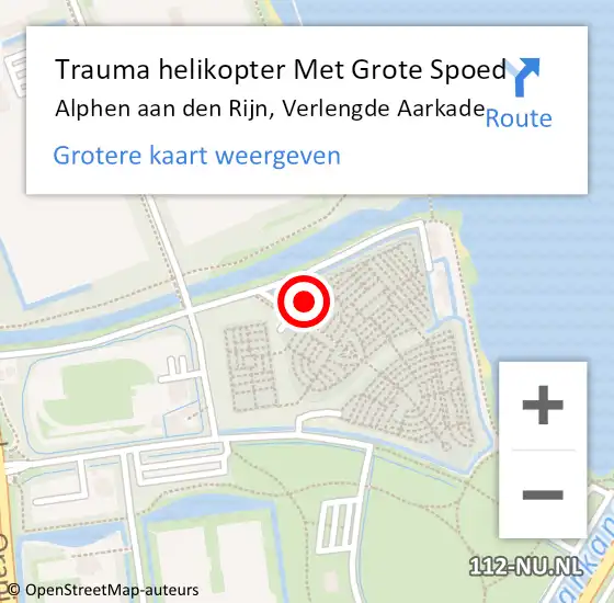 Locatie op kaart van de 112 melding: Trauma helikopter Met Grote Spoed Naar Alphen aan den Rijn, Verlengde Aarkade op 28 april 2022 12:46