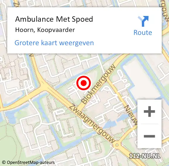 Locatie op kaart van de 112 melding: Ambulance Met Spoed Naar Hoorn, Koopvaarder op 28 april 2022 12:51