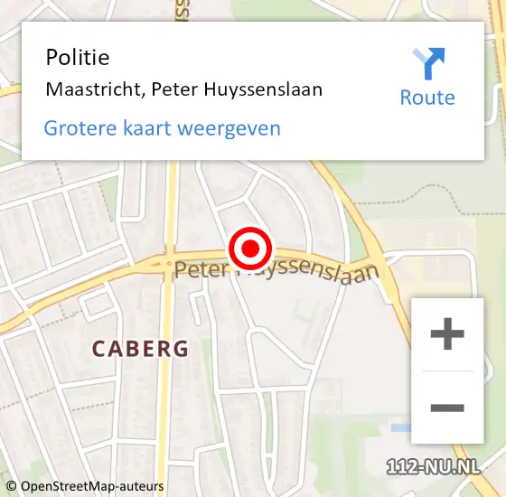 Locatie op kaart van de 112 melding: Politie Maastricht, Peter Huyssenslaan op 28 april 2022 12:53