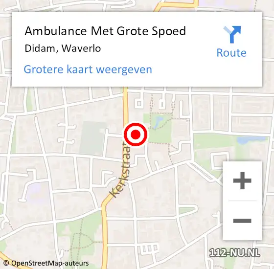 Locatie op kaart van de 112 melding: Ambulance Met Grote Spoed Naar Didam, Waverlo op 28 april 2022 12:57