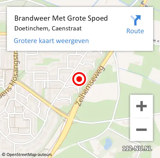 Locatie op kaart van de 112 melding: Brandweer Met Grote Spoed Naar Doetinchem, Caenstraat op 28 april 2022 13:11