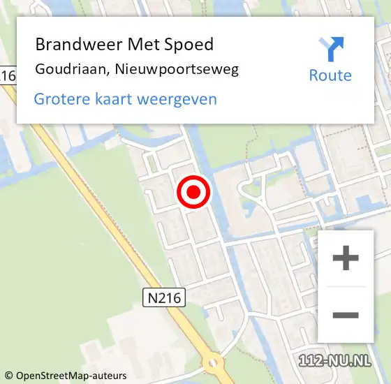 Locatie op kaart van de 112 melding: Brandweer Met Spoed Naar Goudriaan, Nieuwpoortseweg op 28 april 2022 13:14