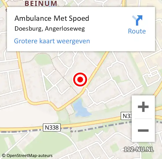 Locatie op kaart van de 112 melding: Ambulance Met Spoed Naar Doesburg, Angerloseweg op 28 april 2022 13:46