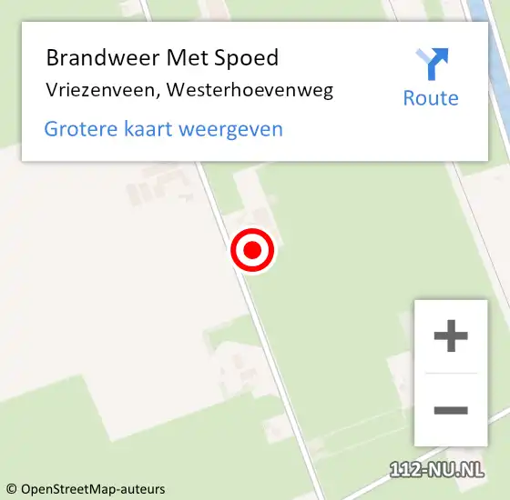 Locatie op kaart van de 112 melding: Brandweer Met Spoed Naar Vriezenveen, Westerhoevenweg op 28 april 2022 14:53