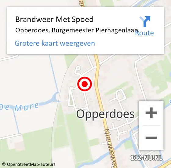 Locatie op kaart van de 112 melding: Brandweer Met Spoed Naar Opperdoes, Burgemeester Pierhagenlaan op 28 april 2022 14:57