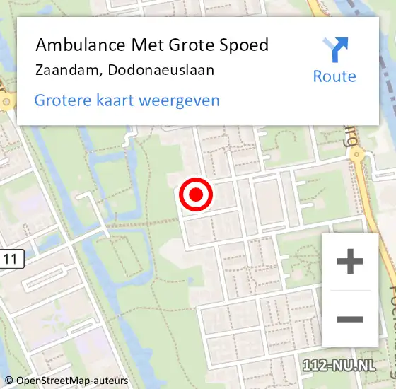 Locatie op kaart van de 112 melding: Ambulance Met Grote Spoed Naar Zaandam, Dodonaeuslaan op 28 april 2022 15:07