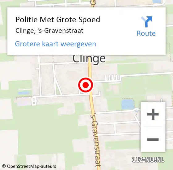 Locatie op kaart van de 112 melding: Politie Met Grote Spoed Naar Clinge, 's-Gravenstraat op 28 april 2022 15:11