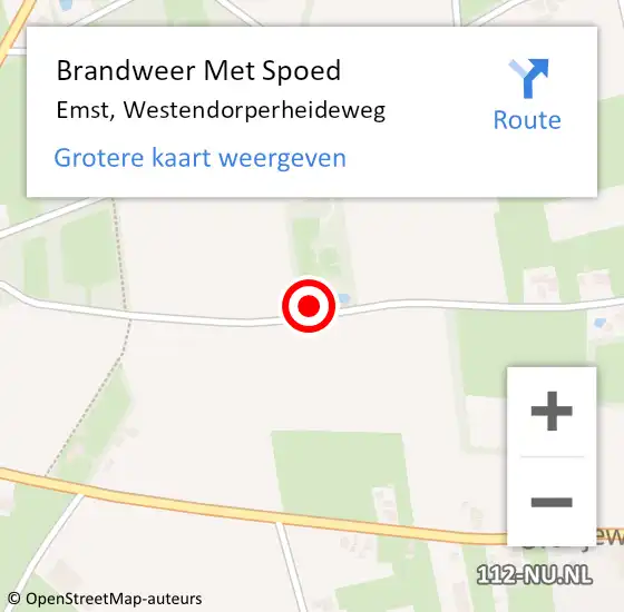 Locatie op kaart van de 112 melding: Brandweer Met Spoed Naar Emst, Westendorperheideweg op 28 april 2022 15:11