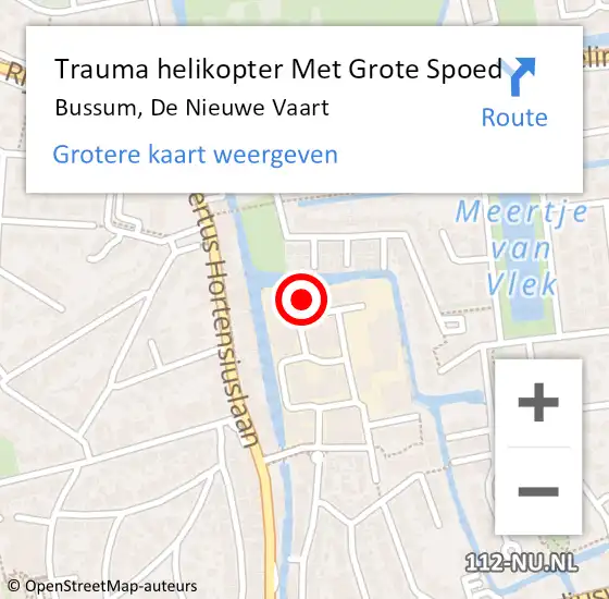 Locatie op kaart van de 112 melding: Trauma helikopter Met Grote Spoed Naar Bussum, De Nieuwe Vaart op 28 april 2022 15:39