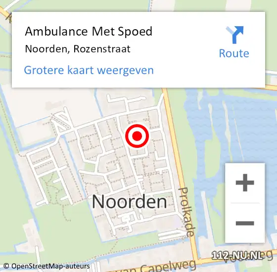 Locatie op kaart van de 112 melding: Ambulance Met Spoed Naar Noorden, Rozenstraat op 28 april 2022 15:48