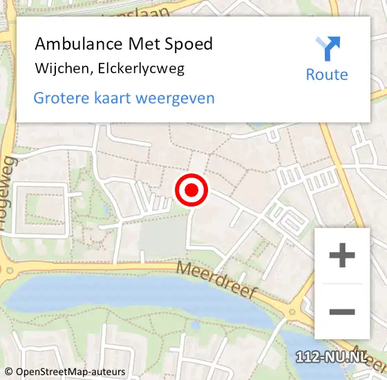 Locatie op kaart van de 112 melding: Ambulance Met Spoed Naar Wijchen, Elckerlycweg op 28 april 2022 15:51