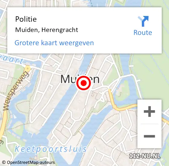 Locatie op kaart van de 112 melding: Politie Muiden, Herengracht op 28 april 2022 15:53