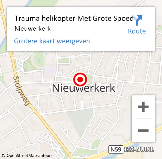 Locatie op kaart van de 112 melding: Trauma helikopter Met Grote Spoed Naar Nieuwerkerk op 28 april 2022 16:05