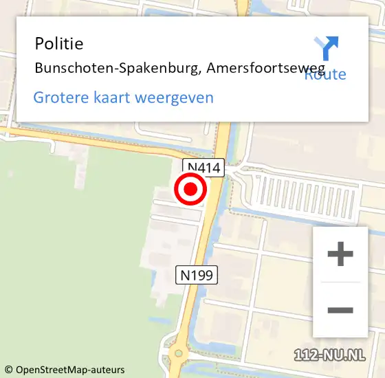 Locatie op kaart van de 112 melding: Politie Bunschoten-Spakenburg, Amersfoortseweg op 28 april 2022 16:11