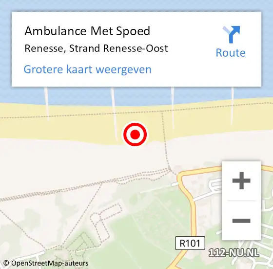 Locatie op kaart van de 112 melding: Ambulance Met Spoed Naar Renesse, Strand Renesse-Oost op 28 april 2022 16:13