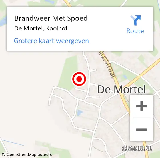 Locatie op kaart van de 112 melding: Brandweer Met Spoed Naar De Mortel, Koolhof op 28 april 2022 16:19