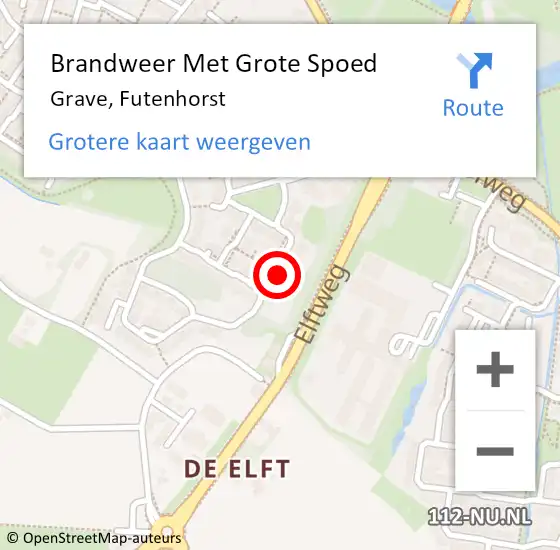 Locatie op kaart van de 112 melding: Brandweer Met Grote Spoed Naar Grave, Futenhorst op 28 april 2022 16:20