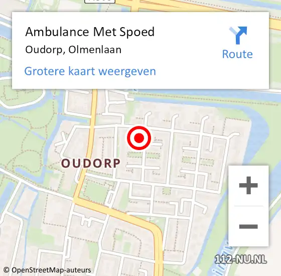 Locatie op kaart van de 112 melding: Ambulance Met Spoed Naar Oudorp, Olmenlaan op 15 juli 2014 20:36