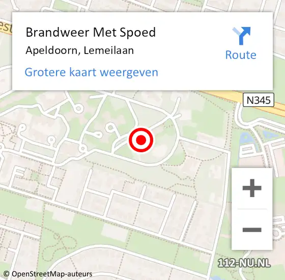 Locatie op kaart van de 112 melding: Brandweer Met Spoed Naar Apeldoorn, Lemeilaan op 28 april 2022 17:19