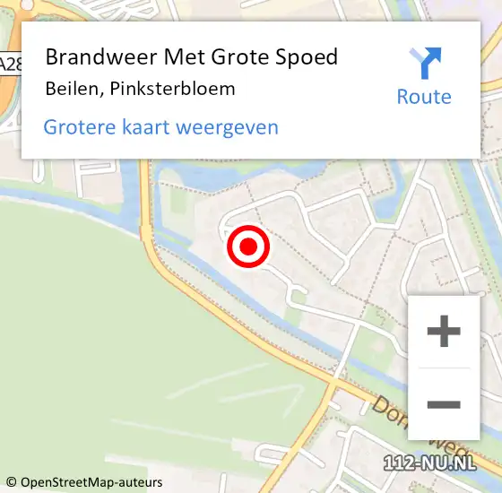 Locatie op kaart van de 112 melding: Brandweer Met Grote Spoed Naar Beilen, Pinksterbloem op 28 april 2022 17:31