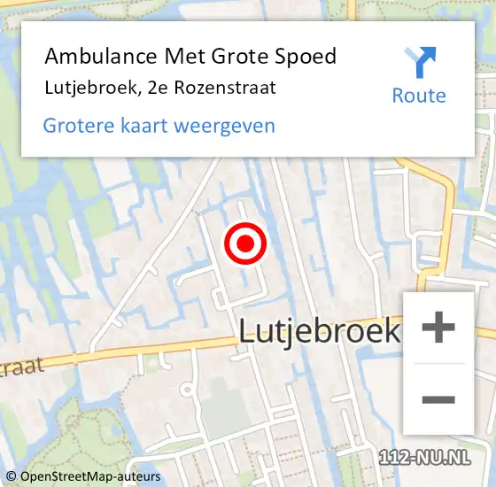 Locatie op kaart van de 112 melding: Ambulance Met Grote Spoed Naar Lutjebroek, 2e Rozenstraat op 28 april 2022 17:34