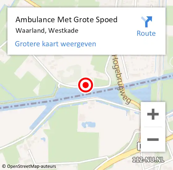 Locatie op kaart van de 112 melding: Ambulance Met Grote Spoed Naar Waarland, Westkade op 28 april 2022 17:36
