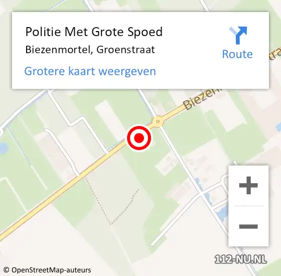 Locatie op kaart van de 112 melding: Politie Met Grote Spoed Naar Biezenmortel, Groenstraat op 28 april 2022 18:01