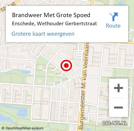 Locatie op kaart van de 112 melding: Brandweer Met Grote Spoed Naar Enschede, Wethouder Gerbertstraat op 28 april 2022 18:39