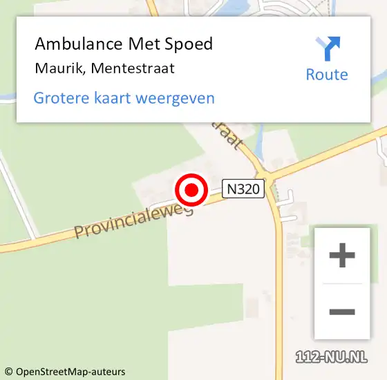 Locatie op kaart van de 112 melding: Ambulance Met Spoed Naar Maurik, Mentestraat op 28 april 2022 19:13