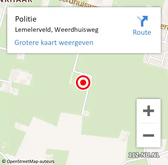 Locatie op kaart van de 112 melding: Politie Lemelerveld, Weerdhuisweg op 28 april 2022 19:17
