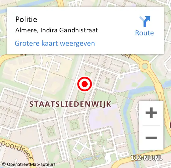 Locatie op kaart van de 112 melding: Politie Almere, Indira Gandhistraat op 15 juli 2014 20:57