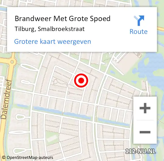 Locatie op kaart van de 112 melding: Brandweer Met Grote Spoed Naar Tilburg, Smalbroekstraat op 28 april 2022 19:29