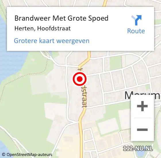 Locatie op kaart van de 112 melding: Brandweer Met Grote Spoed Naar Herten, Hoofdstraat op 28 april 2022 19:58