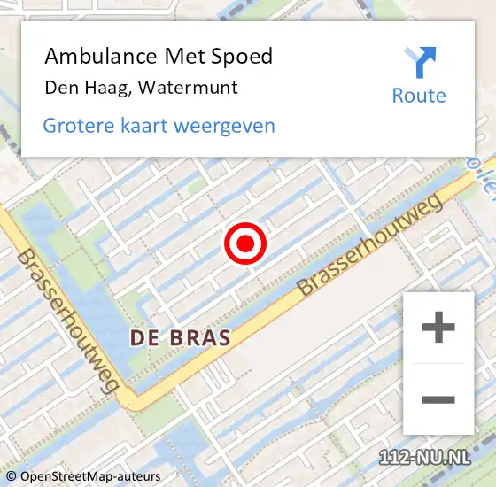 Locatie op kaart van de 112 melding: Ambulance Met Spoed Naar Den Haag, Watermunt op 28 april 2022 20:11