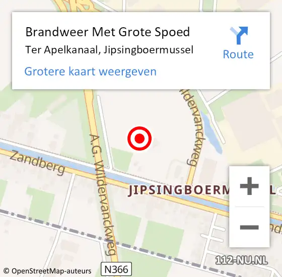 Locatie op kaart van de 112 melding: Brandweer Met Grote Spoed Naar Ter Apelkanaal, Jipsingboermussel op 28 april 2022 20:29