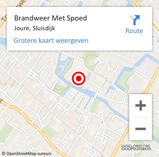 Locatie op kaart van de 112 melding: Brandweer Met Spoed Naar Joure, Sluisdijk op 28 april 2022 20:32