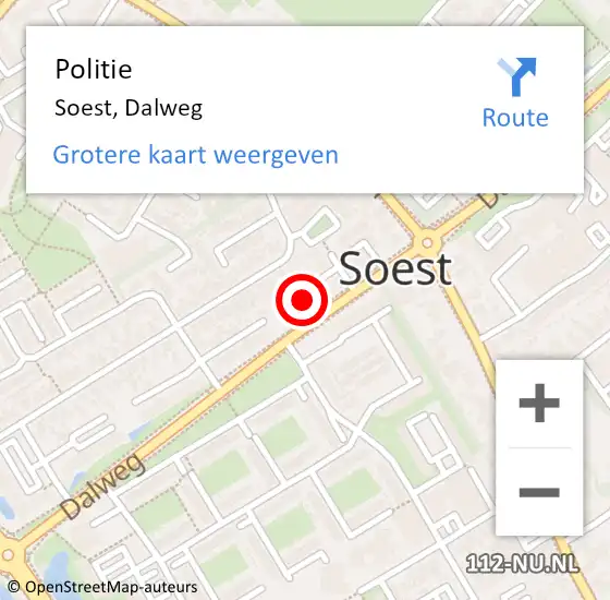 Locatie op kaart van de 112 melding: Politie Soest, Dalweg op 28 april 2022 20:32
