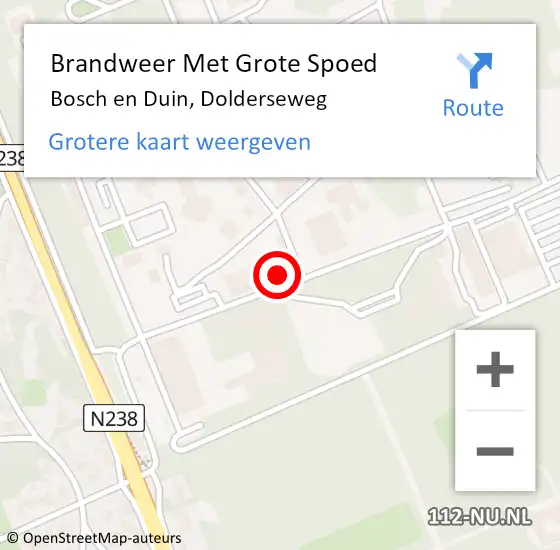 Locatie op kaart van de 112 melding: Brandweer Met Grote Spoed Naar Bosch en Duin, Dolderseweg op 28 april 2022 21:26