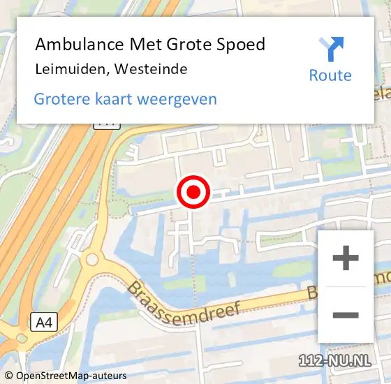 Locatie op kaart van de 112 melding: Ambulance Met Grote Spoed Naar Leimuiden, Westeinde op 28 april 2022 21:30